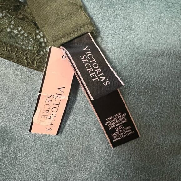 NWT Victoria’s Secret Very Sexy Unlined Demi Bra Olive Green Lace Sz 34C - Picture 6 of 7